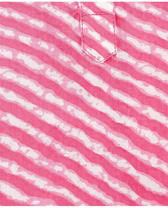 Pine Kids Full Sleeves Kurta Pajama Set Printed - Pink