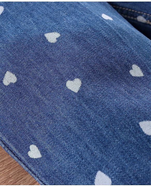 Babyhug Full Length Denim Jeans Heart Print - Blue