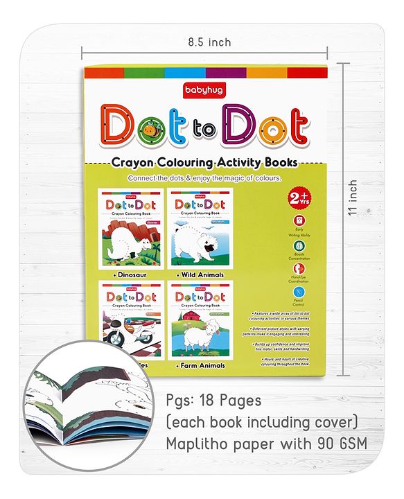 Babyhug Dot to Dot Colouring Activity Books Pack of 4 - English