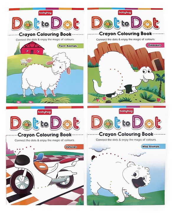 Babyhug Dot to Dot Colouring Activity Books Pack of 4 - English