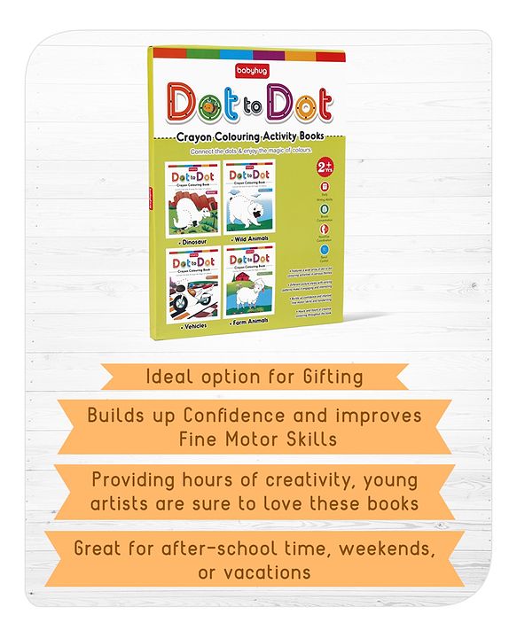 Babyhug Dot to Dot Colouring Activity Books Pack of 4 - English