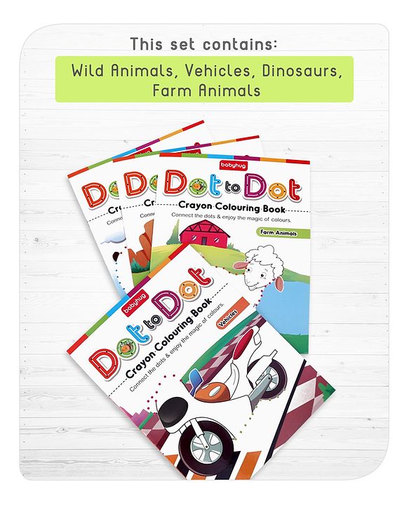 Babyhug Dot to Dot Colouring Activity Books Pack of 4 - English