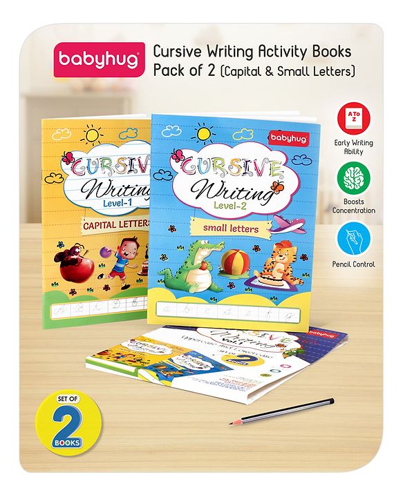 Babyhug Cursive Writing Activity Books (Capital & Small Letters) - Pack of 2