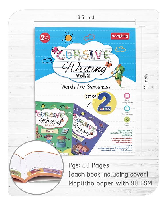Babyhug Cursive Writing Activity Books (Words & Sentences) - Pack of 2