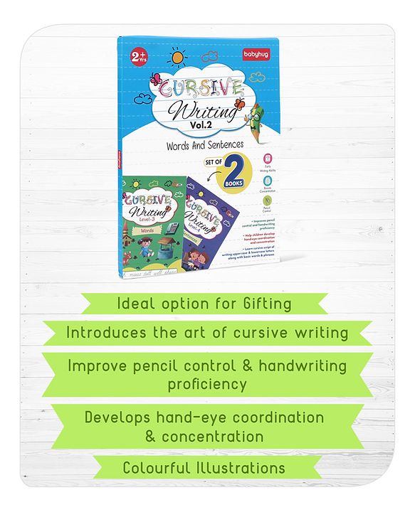 Babyhug Cursive Writing Activity Books (Words & Sentences) - Pack of 2