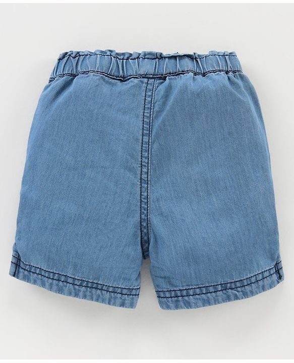 Babyhug Mid Thigh Denim Shorts Text Print - Blue