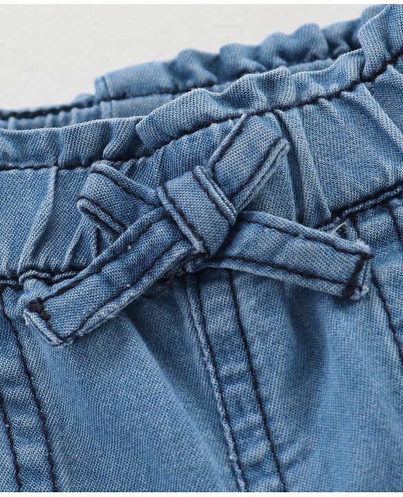 Babyhug Mid Thigh Denim Shorts Text Print - Blue