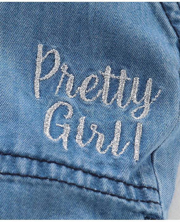 Babyhug Mid Thigh Denim Shorts Text Print - Blue