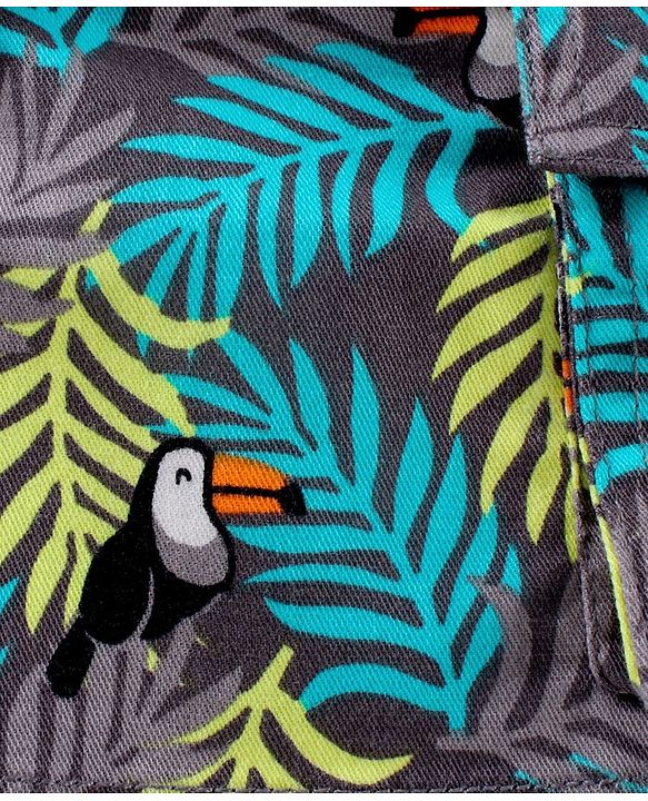 Babyhug Mid Thigh Length Shorts Leafy Print - Grey