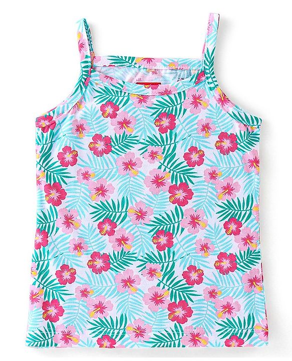 Babyhug Sleeveless Slips Striped & Floral Print Pack of 3 - Blue