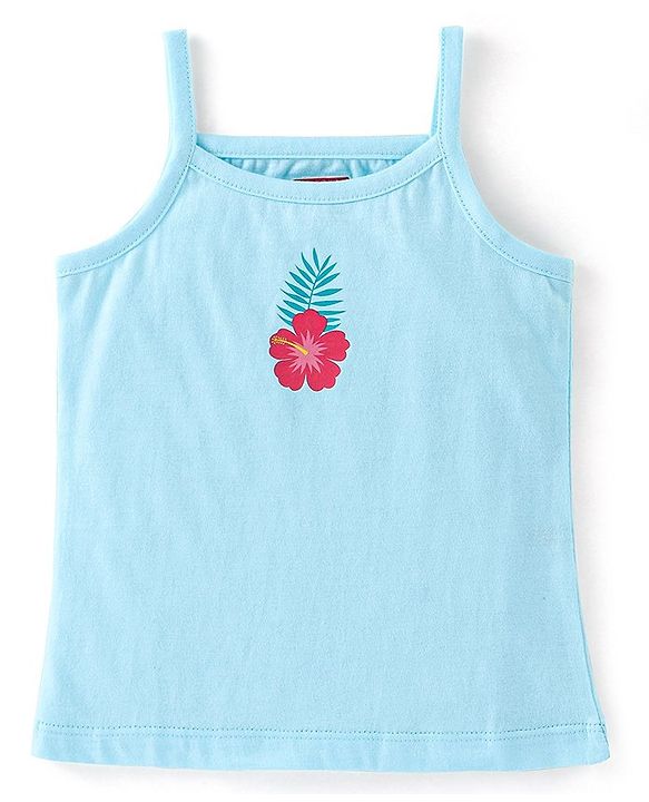 Babyhug Sleeveless Slips Striped & Floral Print Pack of 3 - Blue