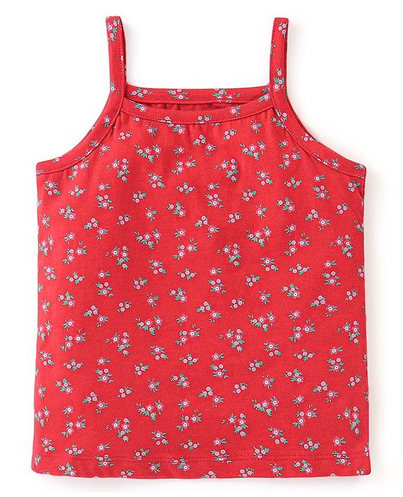 Babyhug 100% Cotton Singlet Floral Print Pack of 3 - Red