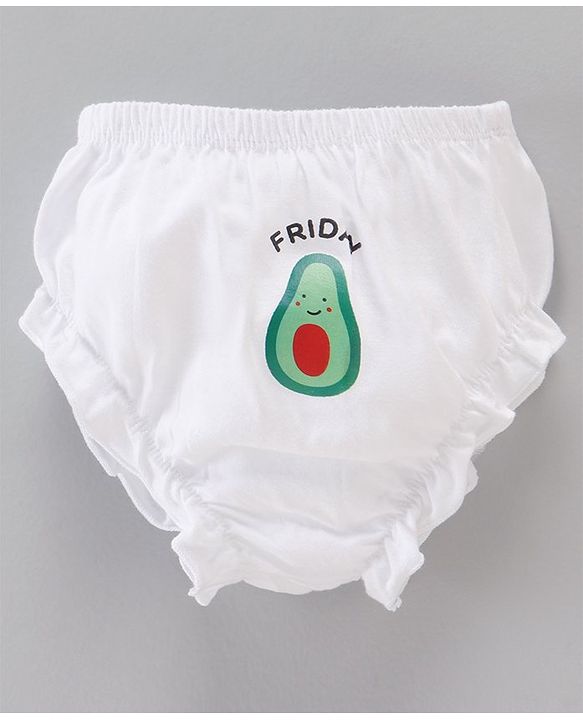 Babyhug 100% Cotton Knit Bloomers Pack of 7 Fruits & Day Printed - White