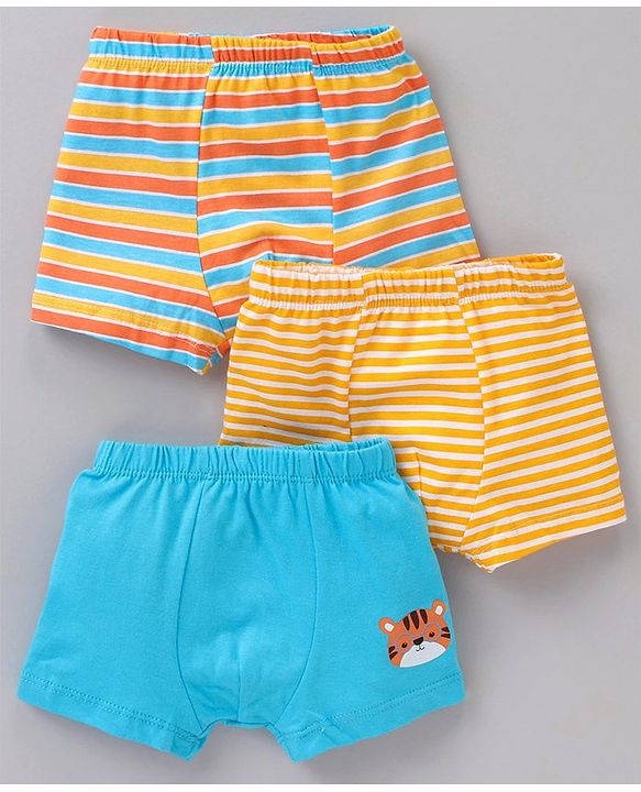 Babyhug 100% Cotton Briefs Stripes & Tiger Print Pack of 3- Multicolor