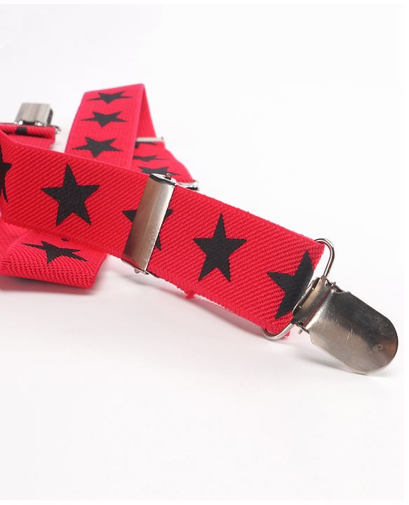 Babyhug Bow and Suspender Set Star Printed - Dark Pink