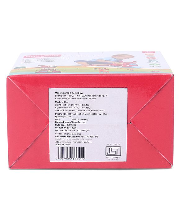 Babyhug Friction Powered Mini Scooter Blue Toy| Push and Go Scooter Toy For Kids| Early Development Motor Skills| Ideal Gift for 3 Years+ Kids| BIS Certified