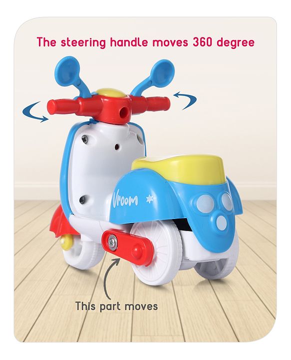 Babyhug Friction Powered Mini Scooter Blue Toy| Push and Go Scooter Toy For Kids| Early Development Motor Skills| Ideal Gift for 3 Years+ Kids| BIS Certified