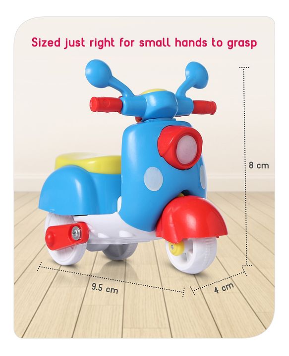 Babyhug Friction Powered Mini Scooter Blue Toy| Push and Go Scooter Toy For Kids| Early Development Motor Skills| Ideal Gift for 3 Years+ Kids| BIS Certified