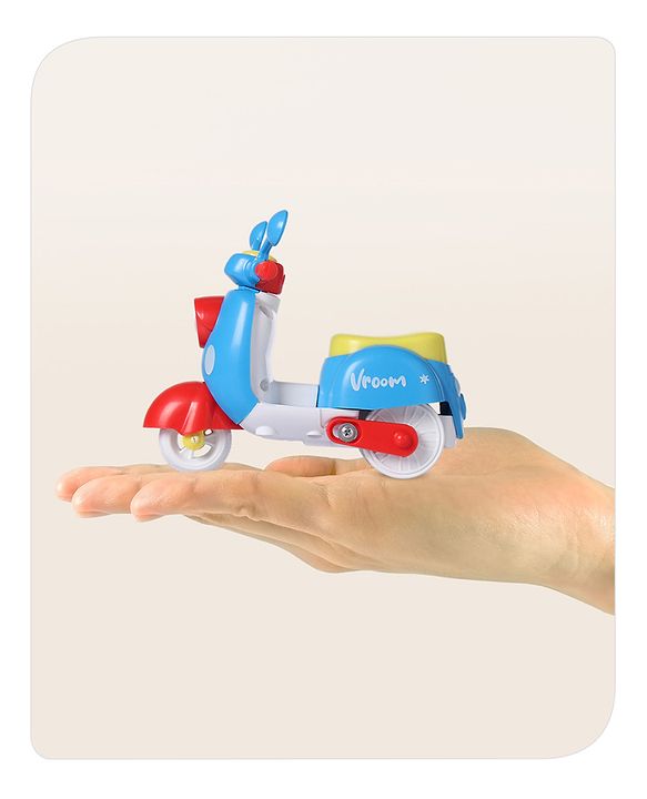 Babyhug Friction Powered Mini Scooter Blue Toy| Push and Go Scooter Toy For Kids| Early Development Motor Skills| Ideal Gift for 3 Years+ Kids| BIS Certified