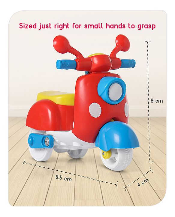Babyhug Mini Scooter Toy -Blue | Friction Powered Push & Go Scooter with Moving Handle | Enhances Motor Skills & Coordination | Ideal Gift for 3+ Years | Child-Safe | BIS Certified