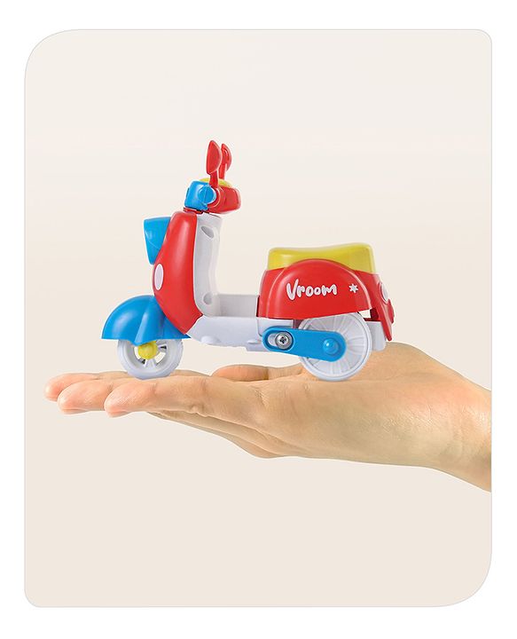 Babyhug Mini Scooter Toy -Blue | Friction Powered Push & Go Scooter with Moving Handle | Enhances Motor Skills & Coordination | Ideal Gift for 3+ Years | Child-Safe | BIS Certified