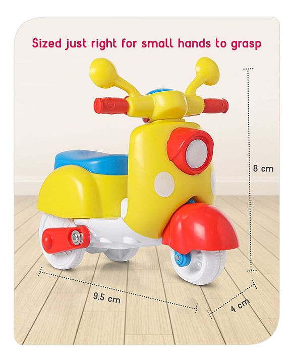 Babyhug Mini Scooter Toy -Blue | Friction Powered Push & Go Scooter with Moving Handle | Enhances Motor Skills & Coordination | Ideal Gift for 3+ Years | Child-Safe | BIS Certified