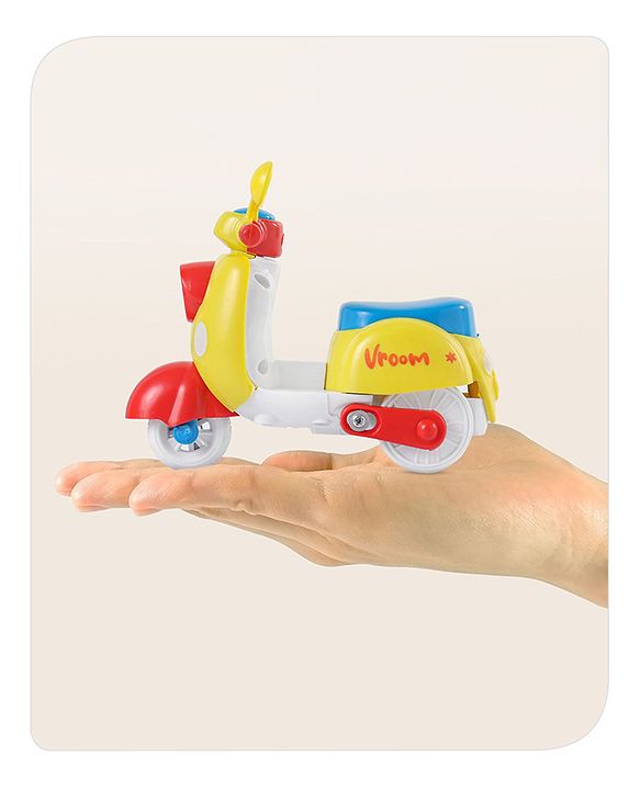 Babyhug Mini Scooter Toy -Blue | Friction Powered Push & Go Scooter with Moving Handle | Enhances Motor Skills & Coordination | Ideal Gift for 3+ Years | Child-Safe | BIS Certified