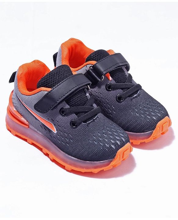 Cute Walk by Babyhug Velcro Closure Sneakers- Black Orange