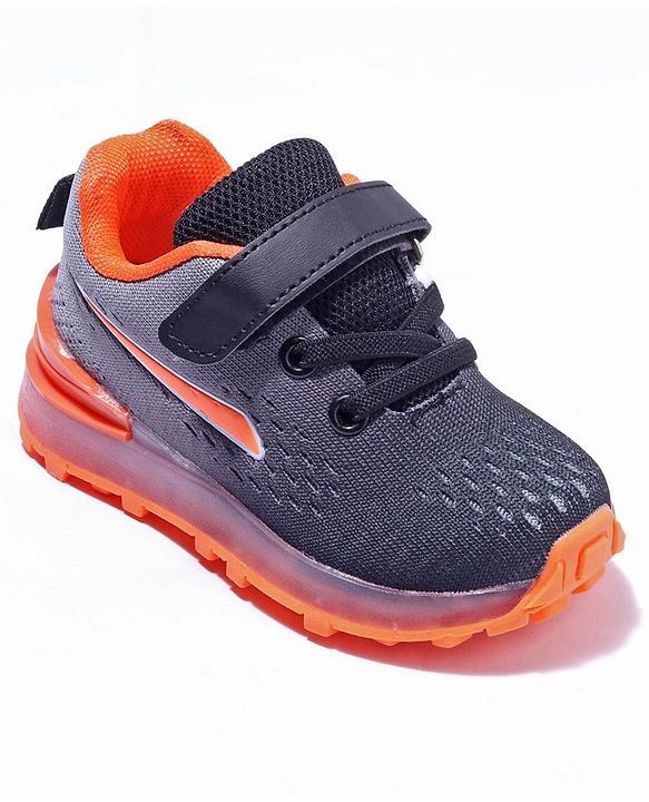 Cute Walk by Babyhug Velcro Closure Sneakers- Black Orange
