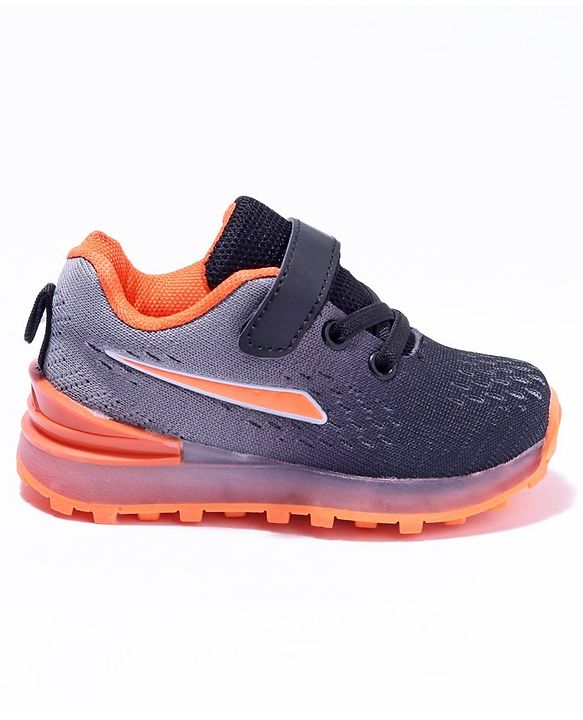 Cute Walk by Babyhug Velcro Closure Sneakers- Black Orange