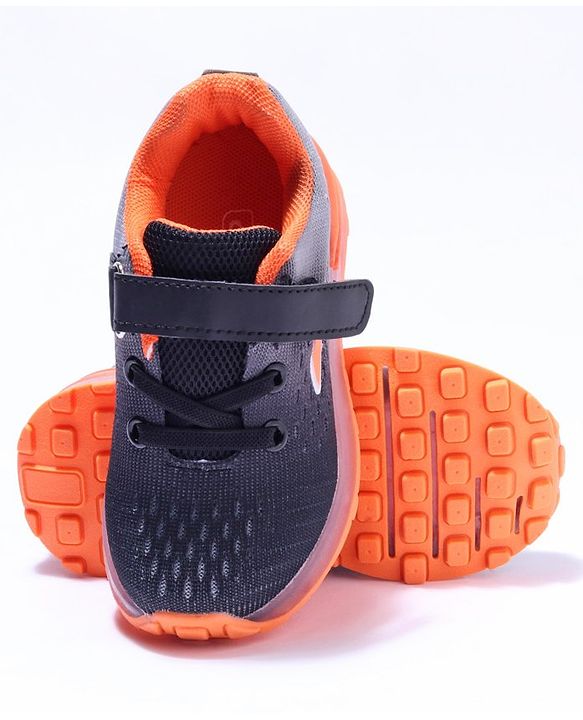 Cute Walk by Babyhug Velcro Closure Sneakers- Black Orange