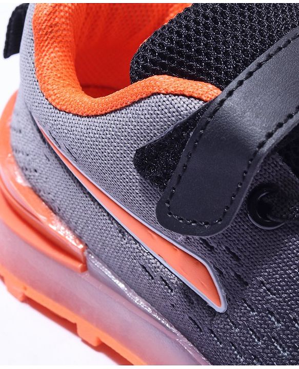 Cute Walk by Babyhug Velcro Closure Sneakers- Black Orange