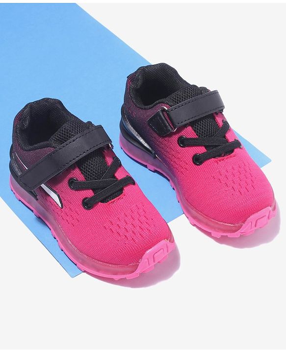 Cute Walk by Babyhug Velcro Closure Sneakers- Black Orange