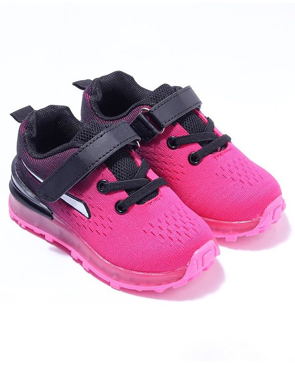 Cute Walk by Babyhug Velcro Closure Sneakers- Black Orange