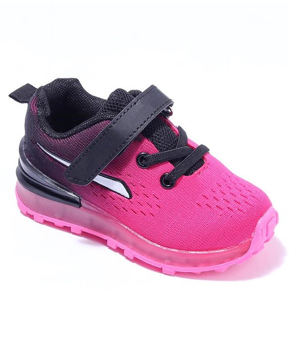 Cute Walk by Babyhug Velcro Closure Sneakers- Black Orange
