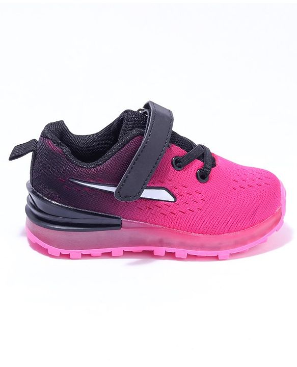 Cute Walk by Babyhug Velcro Closure Sneakers- Black Orange