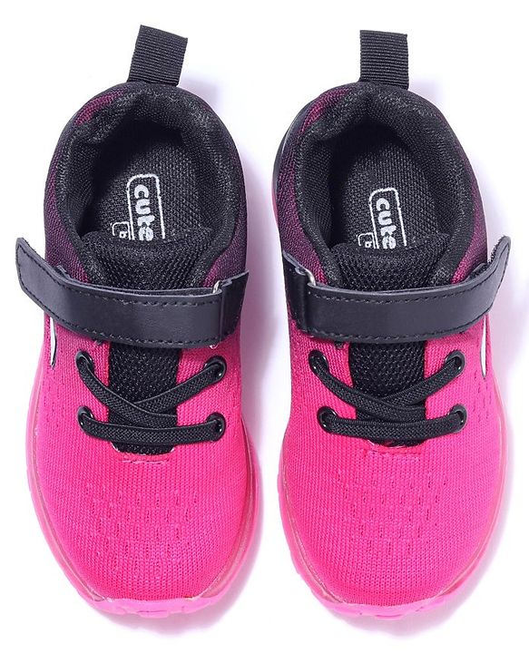 Cute Walk by Babyhug Velcro Closure Sneakers- Black Orange