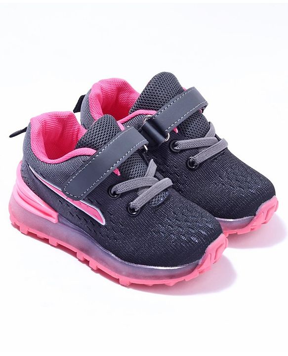 Cute Walk by Babyhug Velcro Closure Sneakers- Black Orange