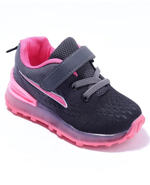 Cute Walk by Babyhug Velcro Closure Sneakers- Black Orange