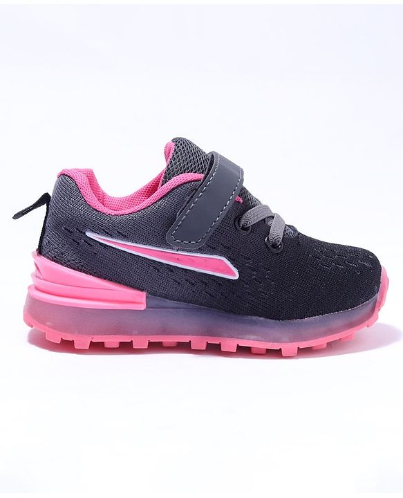Cute Walk by Babyhug Velcro Closure Sneakers- Black Orange