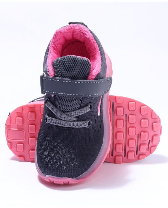 Cute Walk by Babyhug Velcro Closure Sneakers- Black Orange