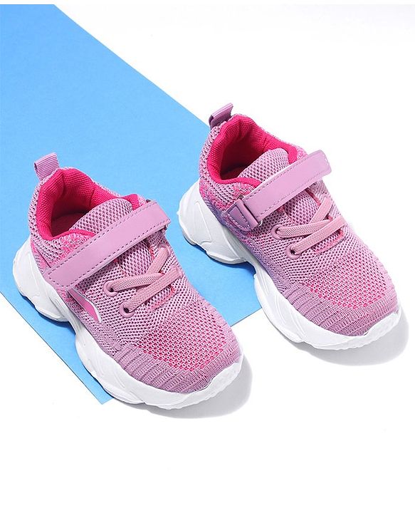Cute Walk by Babyhug Velcro Closure Sport Shoes Solid- Rose Pink