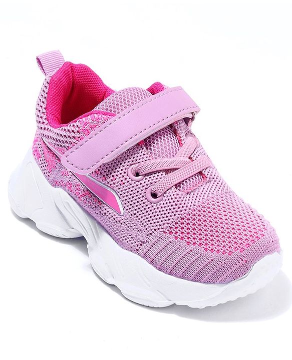 Cute Walk by Babyhug Velcro Closure Sport Shoes Solid- Rose Pink