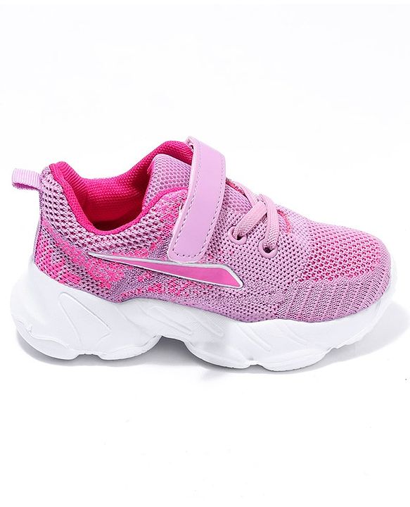 Cute Walk by Babyhug Velcro Closure Sport Shoes Solid- Rose Pink