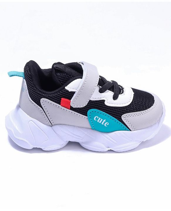 Cute Walk by Babyhug Sneaker Shoes With Velcro Closure - Black Light Grey