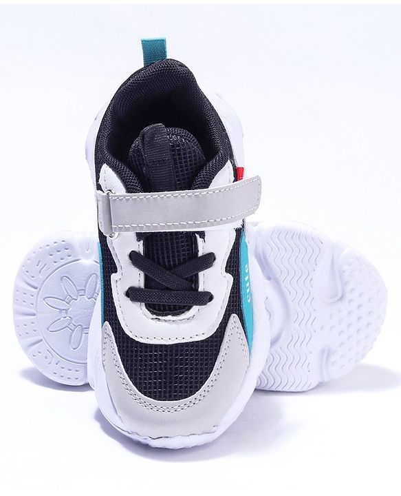 Cute Walk by Babyhug Sneaker Shoes With Velcro Closure - Black Light Grey