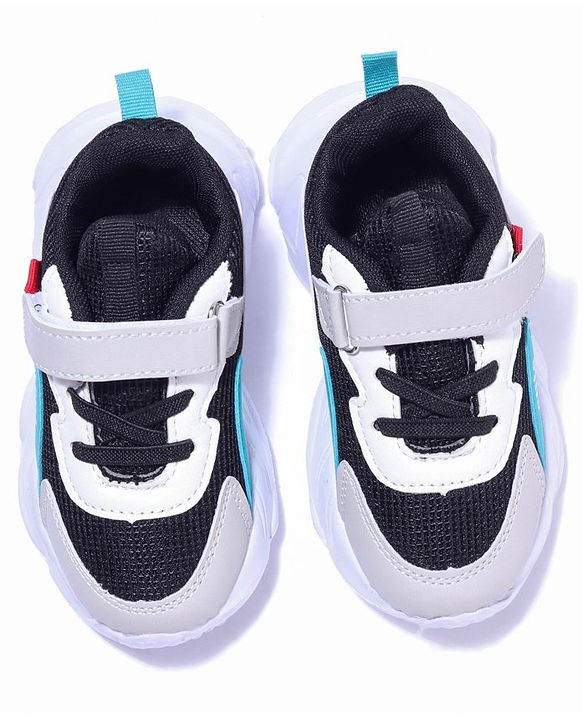 Cute Walk by Babyhug Sneaker Shoes With Velcro Closure - Black Light Grey