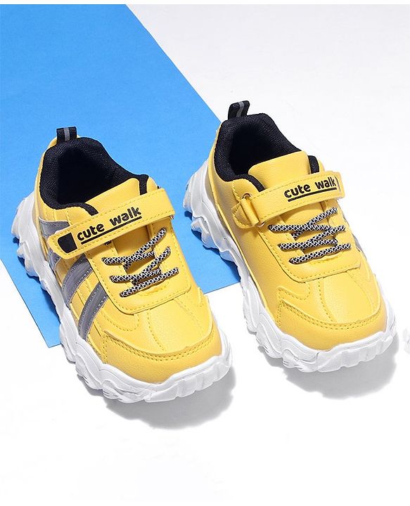 Cute Walk by Babyhug Shoes With Velcro Closure - Yellow