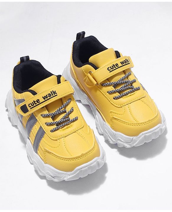 Cute Walk by Babyhug Shoes With Velcro Closure - Yellow