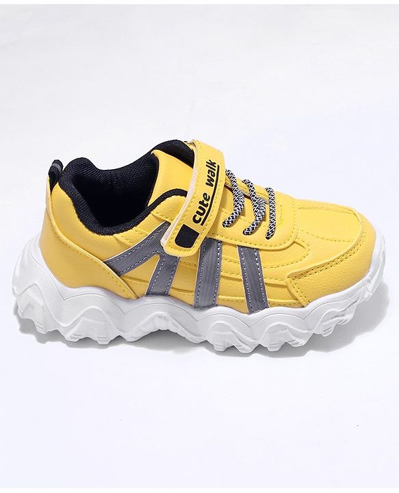 Cute Walk by Babyhug Shoes With Velcro Closure - Yellow